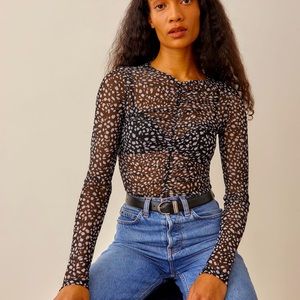 Reformation Wendie Top in black cheetah